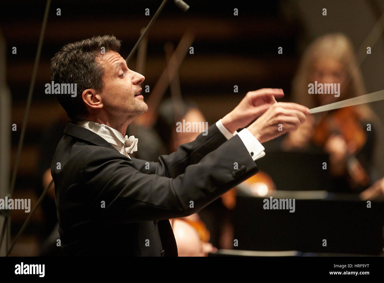 Conductor Ruben Gimeno conducts Staatsorchester Rheinische Philharmonie, Music Department, Koblenz, Rhineland-Palatinate Stock Photo