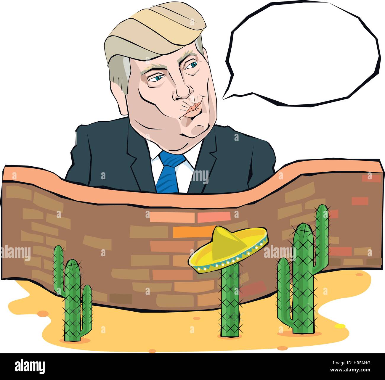 Donald Trump with a disgruntled look on his face that thinks Stock Vector