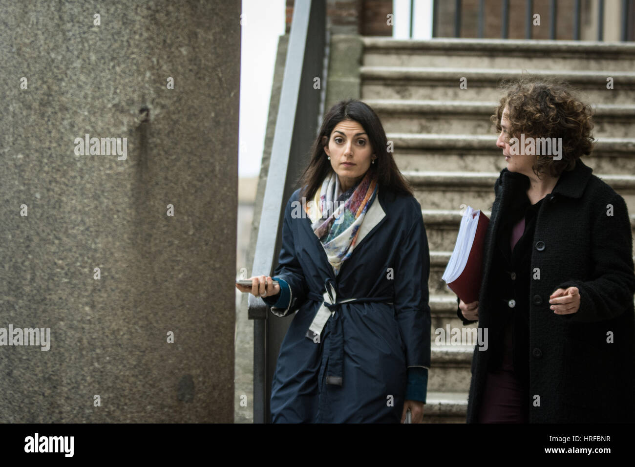 Rome, Italy. 28th Feb, 2017. Virgina Raggi and Laura Baldassarre Leaves ...