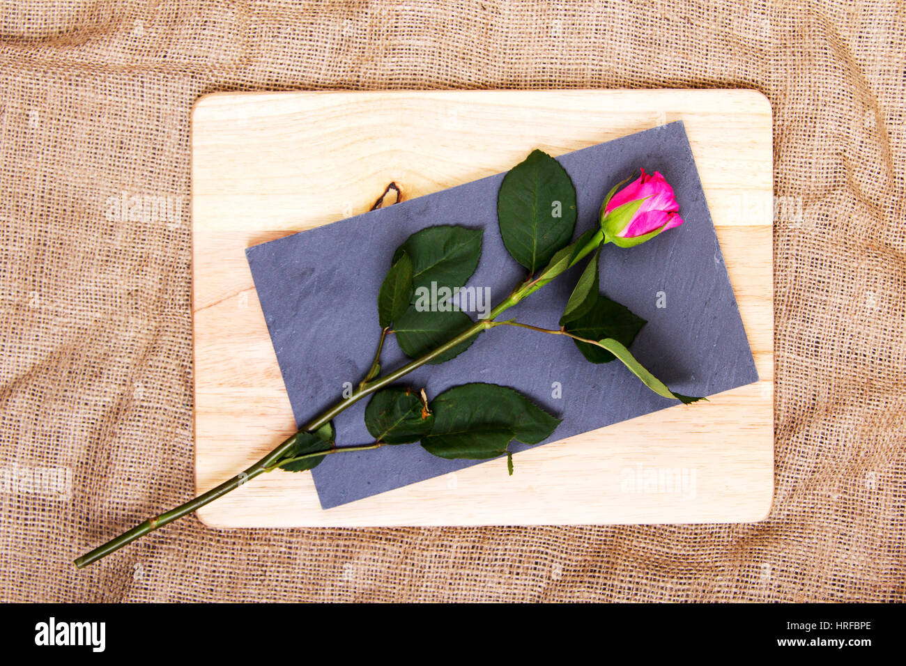Single rose cut up on piece of slate Stock Photo - Alamy