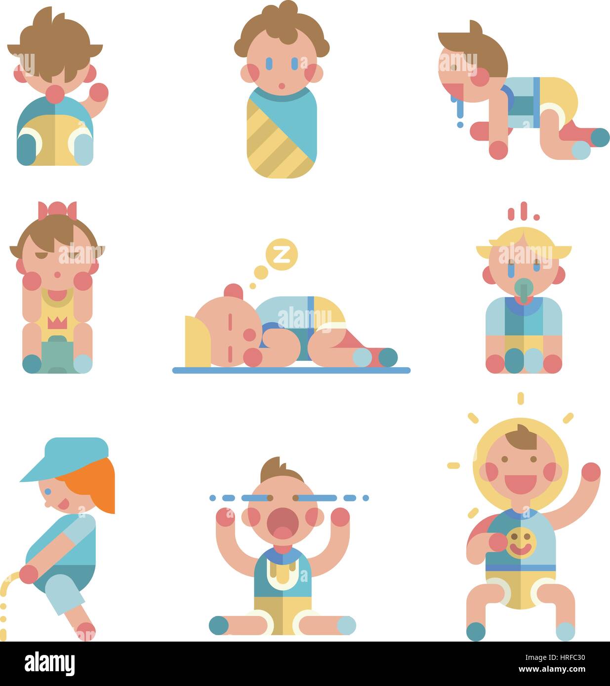 Set of cute small babies in action. Vector Stock Vector Image & Art - Alamy