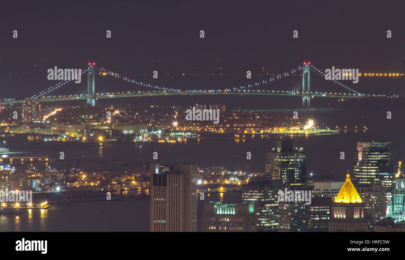 Brooklyn Bridge and Manhattan seen from Empire State building Stock Photo