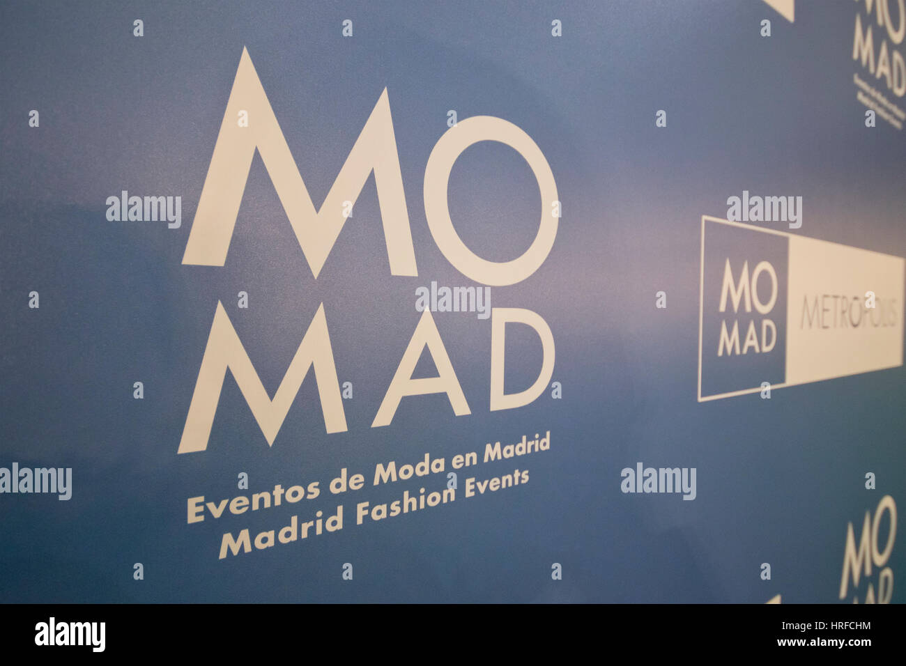 International fashion trade show MOMAD logo Ifema 2017. Madrid (Spain). Stock Photo