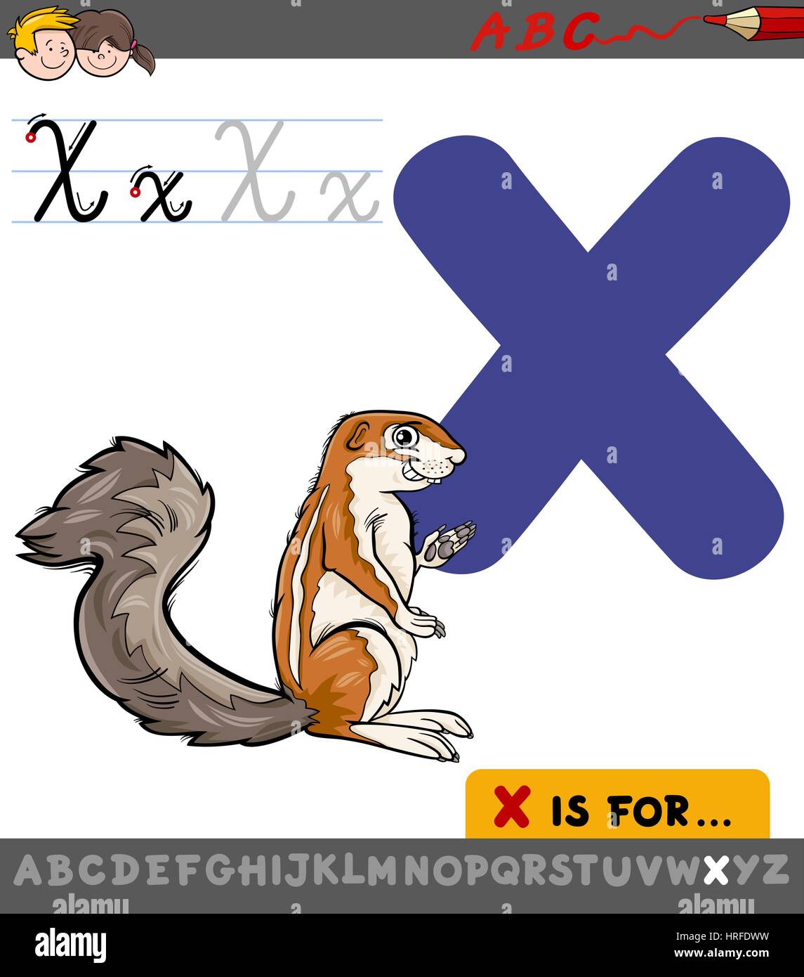 Educational Cartoon Illustration of Letter X from Alphabet with Xerus Animal  Character for Children Stock Vector Image & Art - Alamy