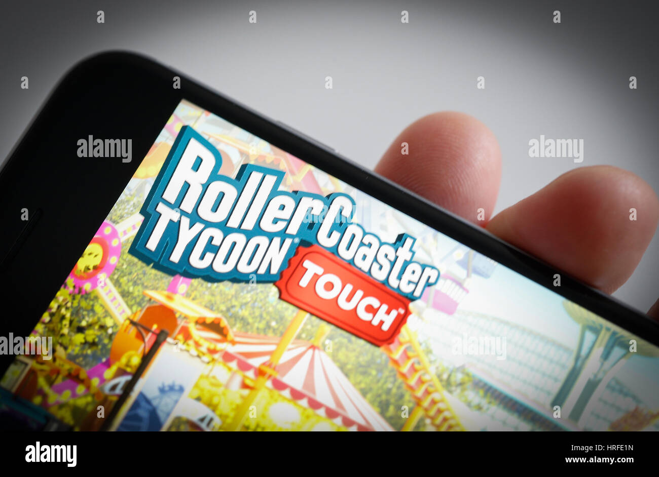 The popular RollerCoaster Tycoon game is seen in the iTunes App Store on 1 March, 2017. Recenlty the newer version, the Touch version went on sale in  Stock Photo