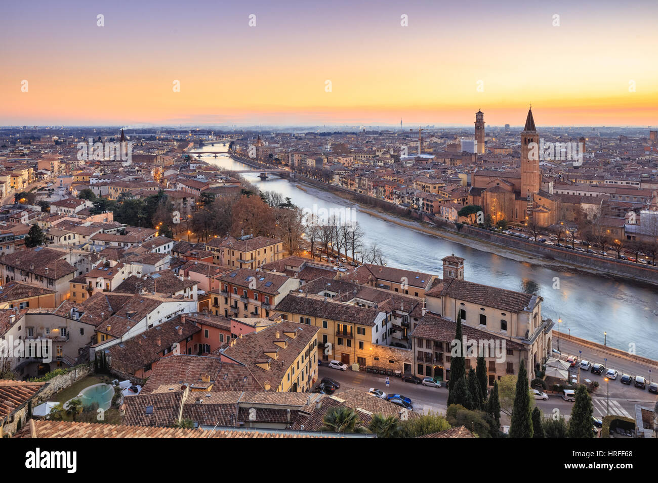 Old Verona town, view on river Stock Photo - Alamy