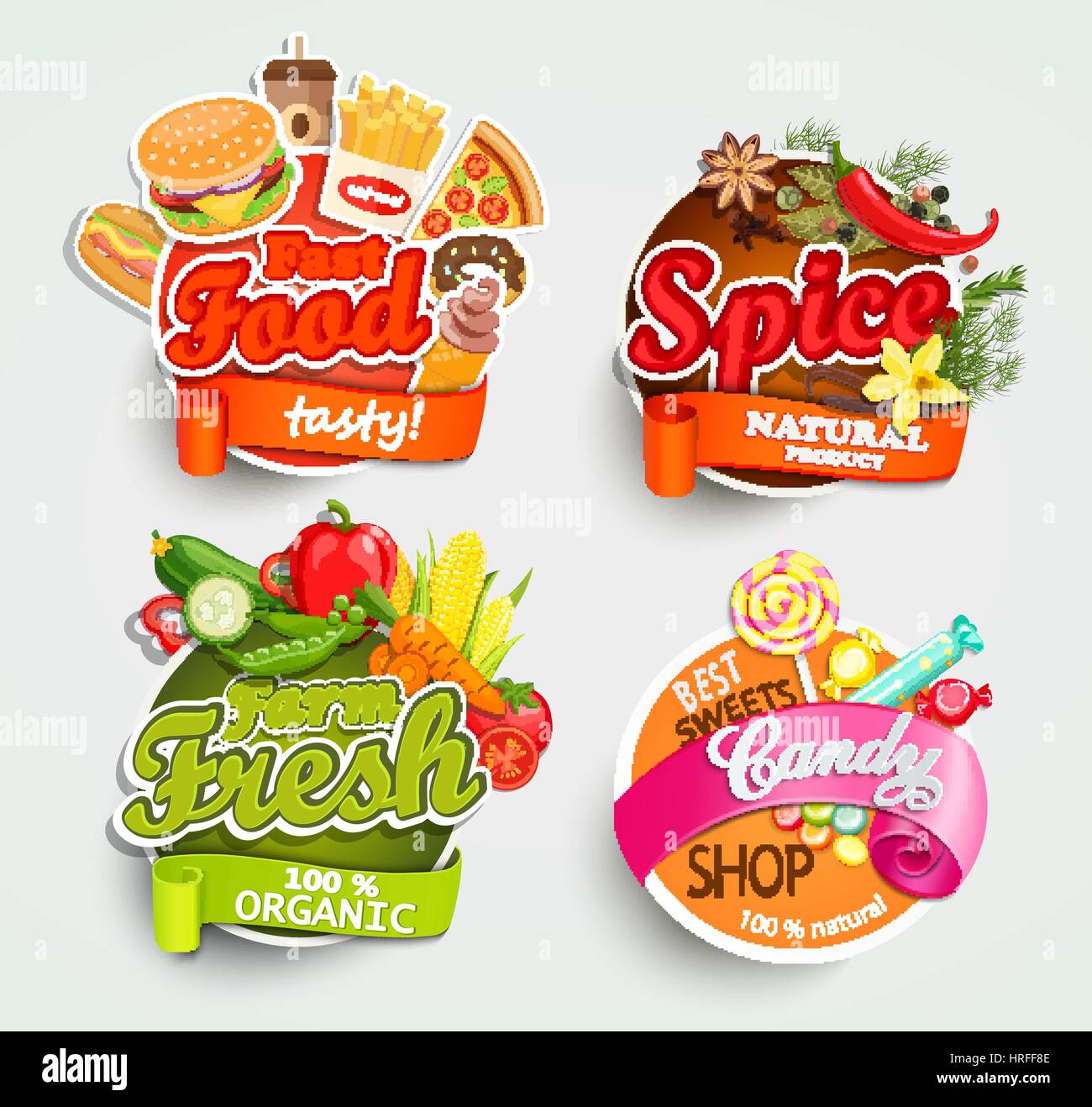 Sticker Nature stickers set, isolated design elements 
