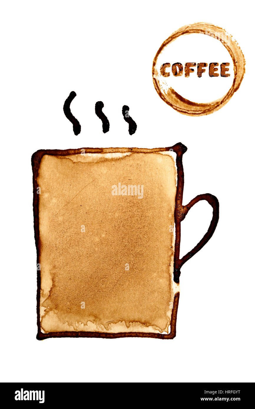 Coffee cup sketched in coffee Stock Photo