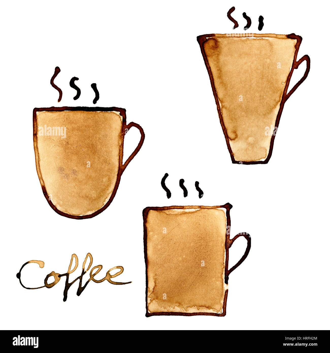 Coffee cups painted in real coffee Stock Photo Alamy