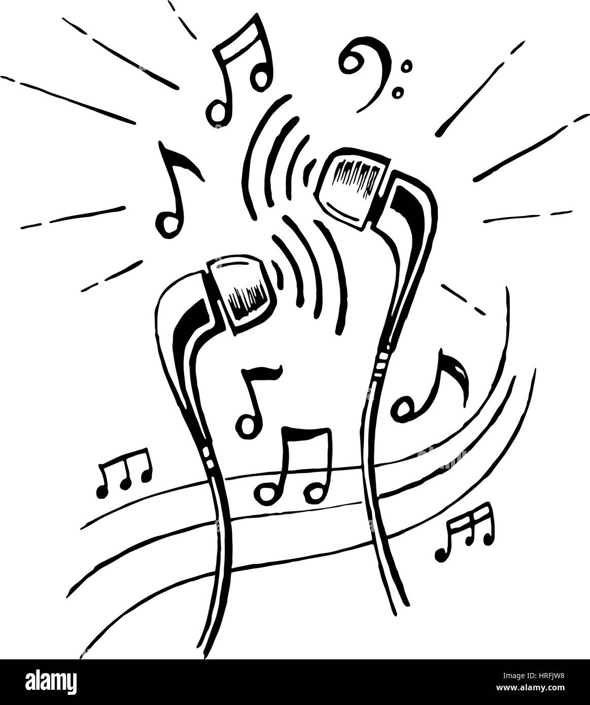 Headphones doodle sketch style Stock Vector Image & Art Alamy