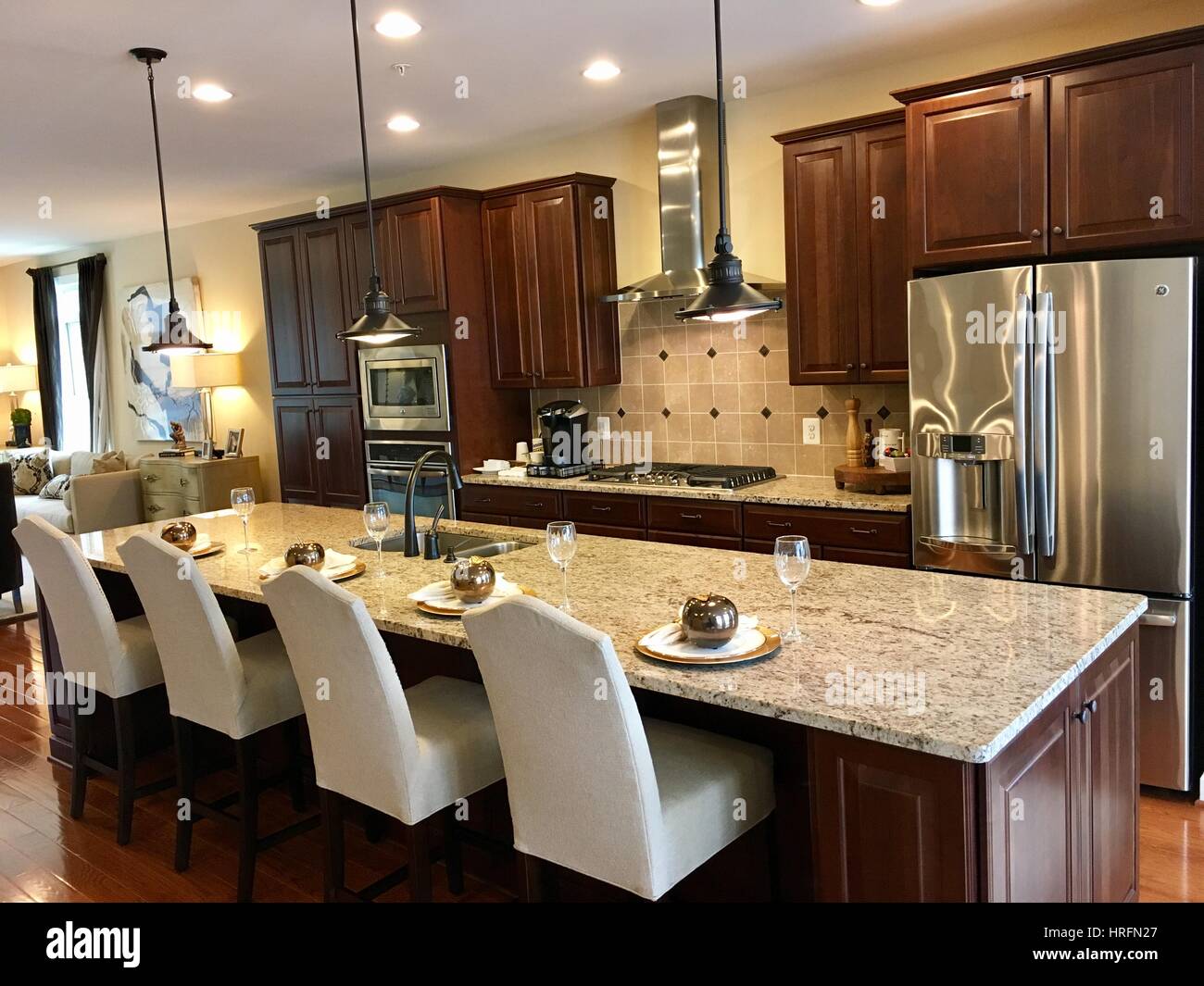 Luxury kitchen in a modern home Stock Photo - Alamy