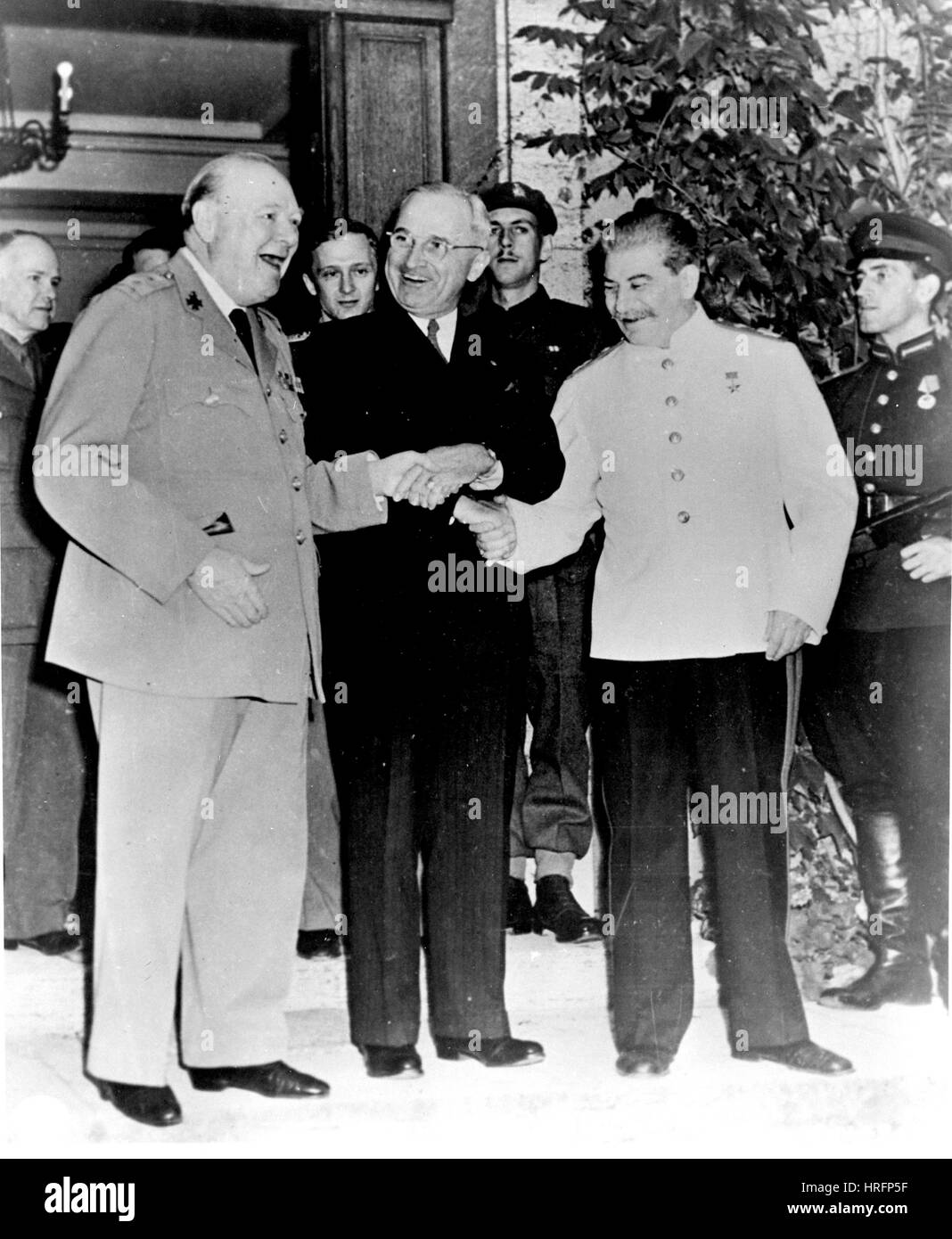 POTSDAM CONFERENCE 1945 From left Winston Churchill, Harry Truman