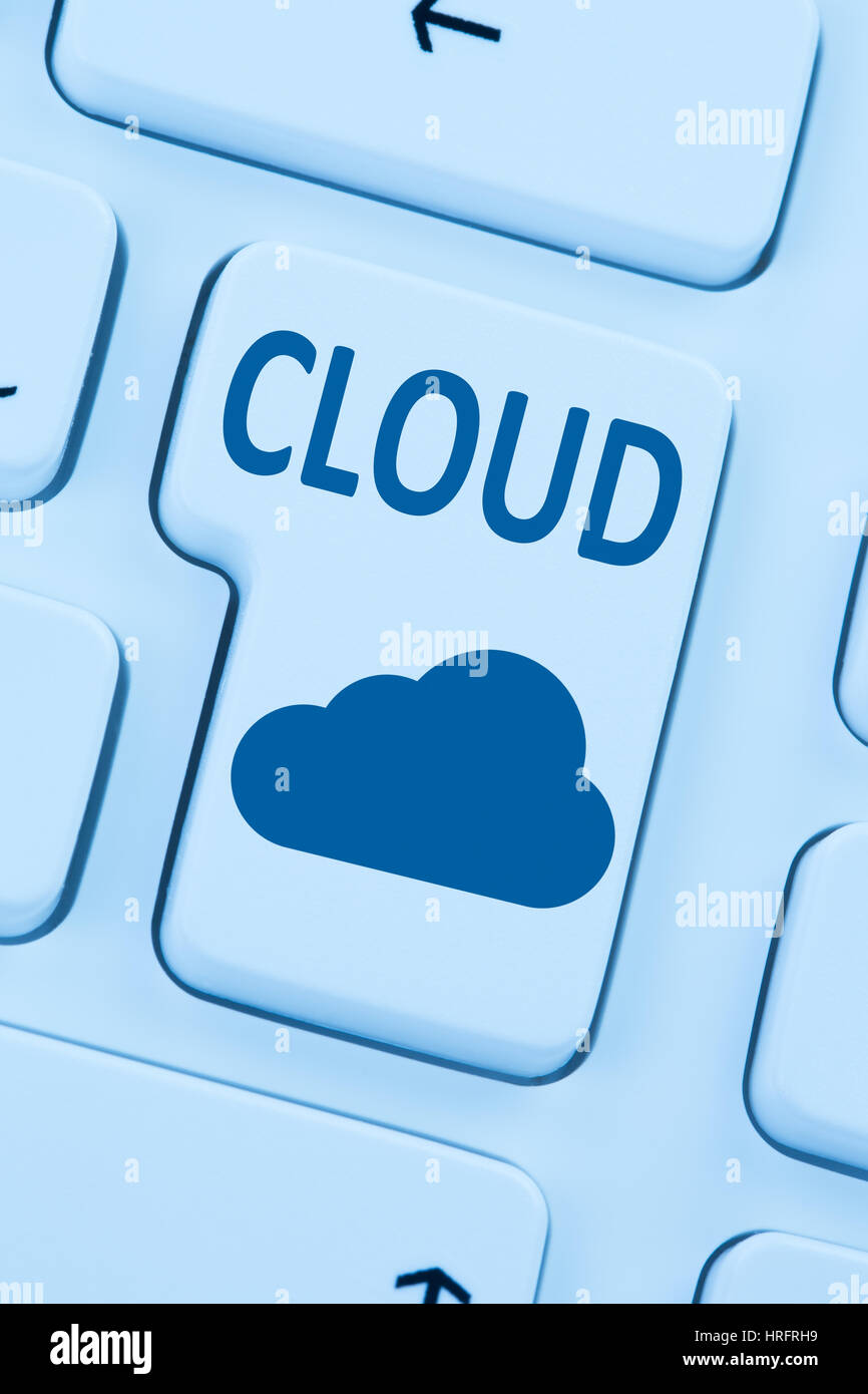 Cloud computing online internet save data cyberspace computer keyboard Stock Photo