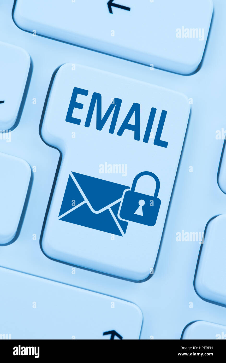 Sending encrypted E-Mail email protection secure mail internet letter online web symbol Stock Photo