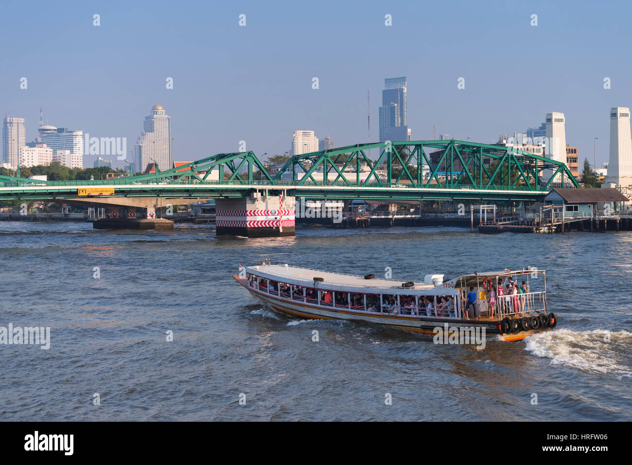 Express Ferry Memorial Bridge Chao Phraya River Bangkok Thailand Stock Photo