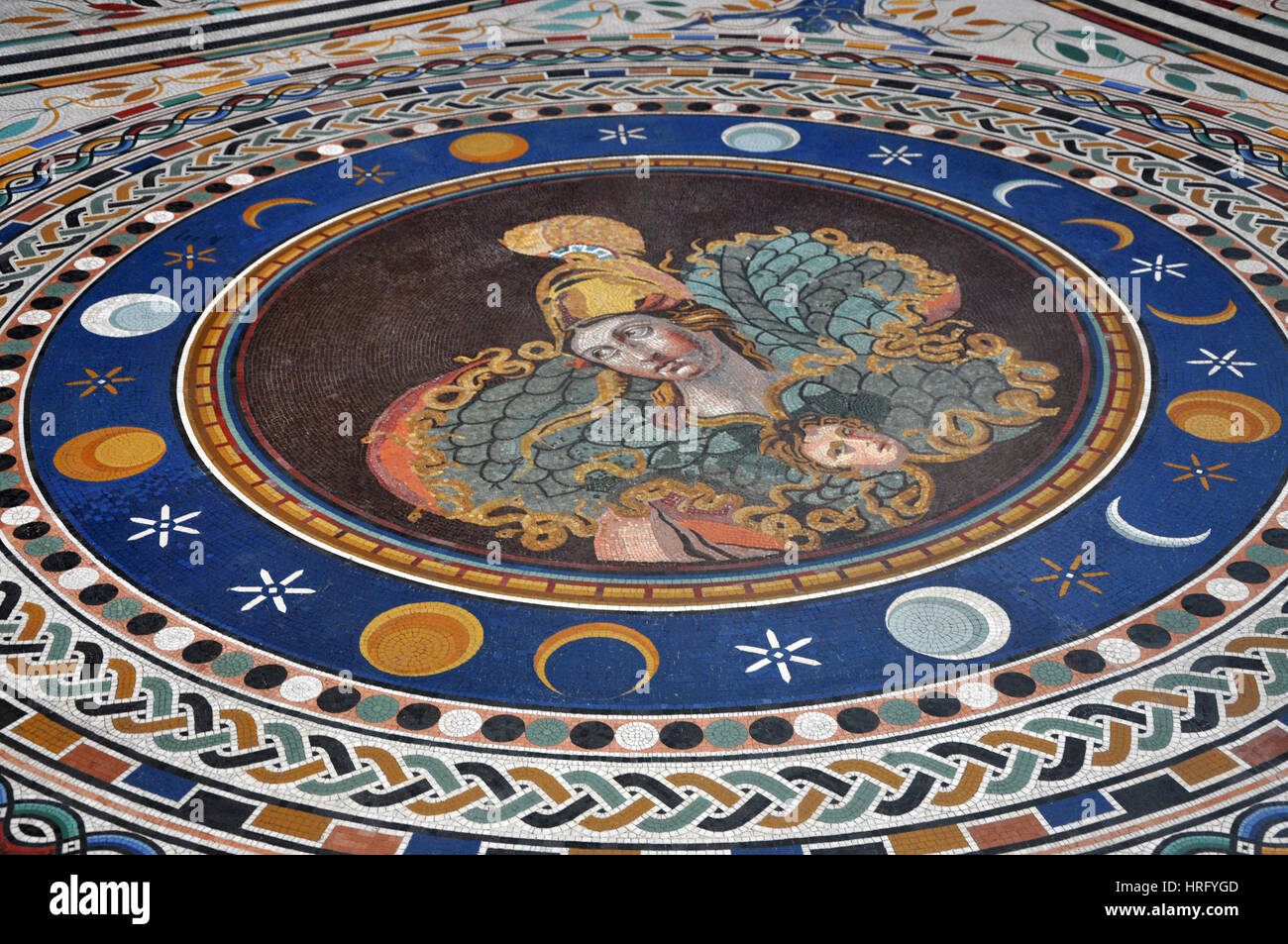 VATICAN, ITALY - MARCH 14, 2016: The mosaic tiled floor in the Greek Cross Hall is one of the major attractions of the Vatican Museum and is visited e Stock Photo