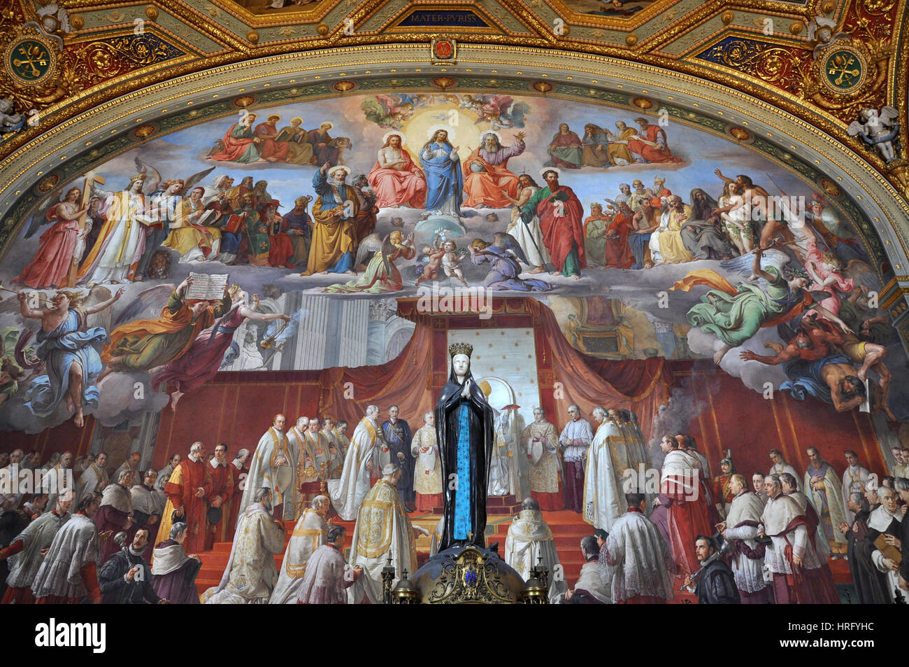 VATICAN, ITALY - MARCH 14, 2016: The paintings in the Vatican's Stanze di Raffaello (Raphael Rooms) are a series of papal apartments frescoed by Rapha Stock Photo