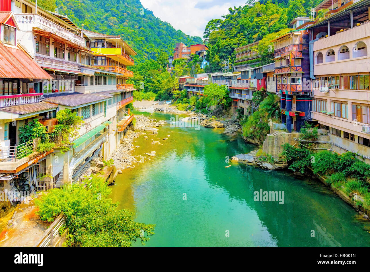 Wulai hot spring village in Taiwan Stock Photo
