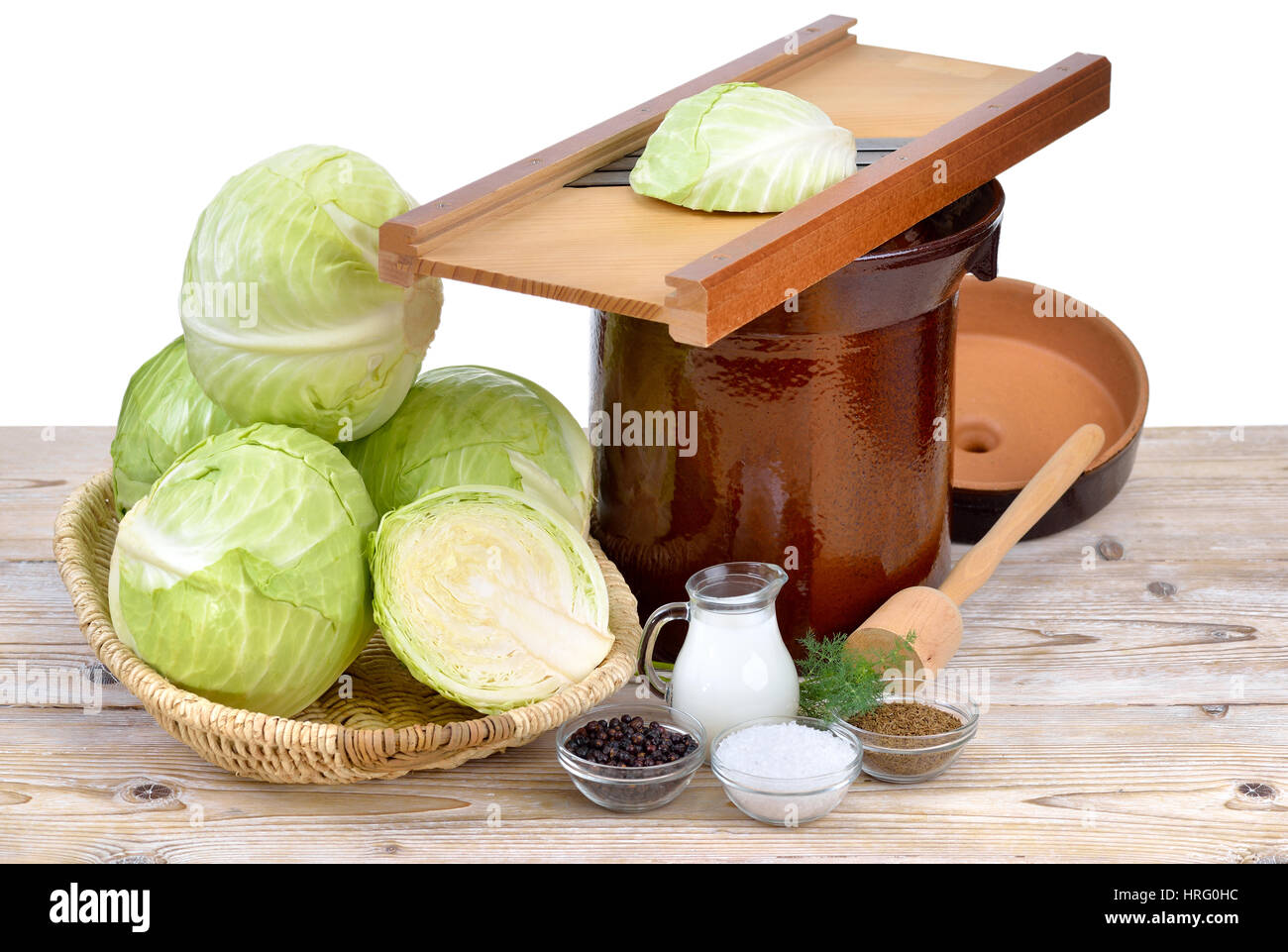 Food fermentation, preparation for making sauerkraut White cabbage