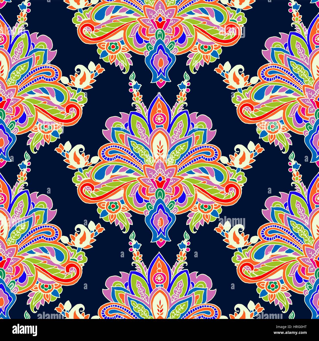 Seamless Paisley Background Blue Colors Stock Vector Images - Alamy