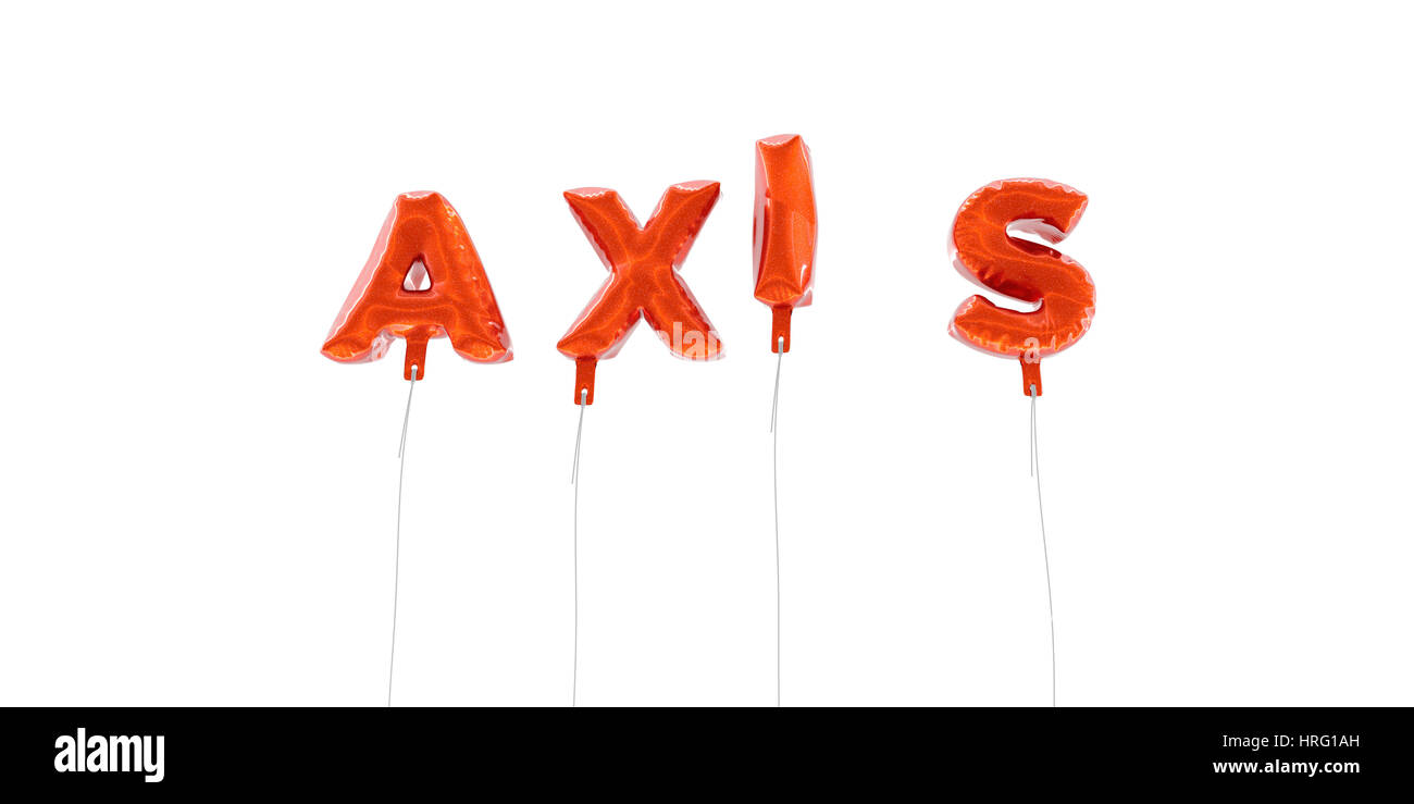 AXIS - word made from red foil balloons - 3D rendered. Can be used for ...