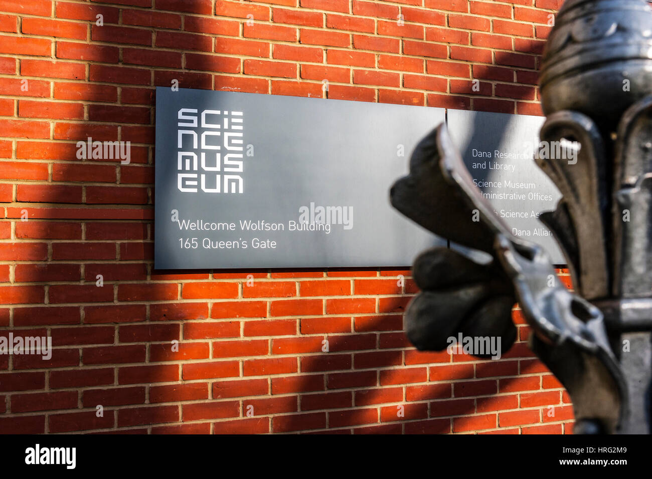 Science Museum sign, Wellcome Wolfson Building, London Stock Photo