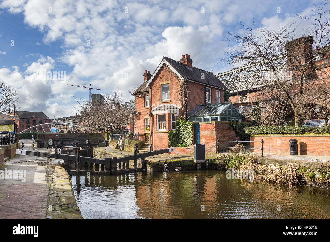 Lock Keepers Cottage, Lock 92, Castlefield, Manchester, UK Stock Photo ...