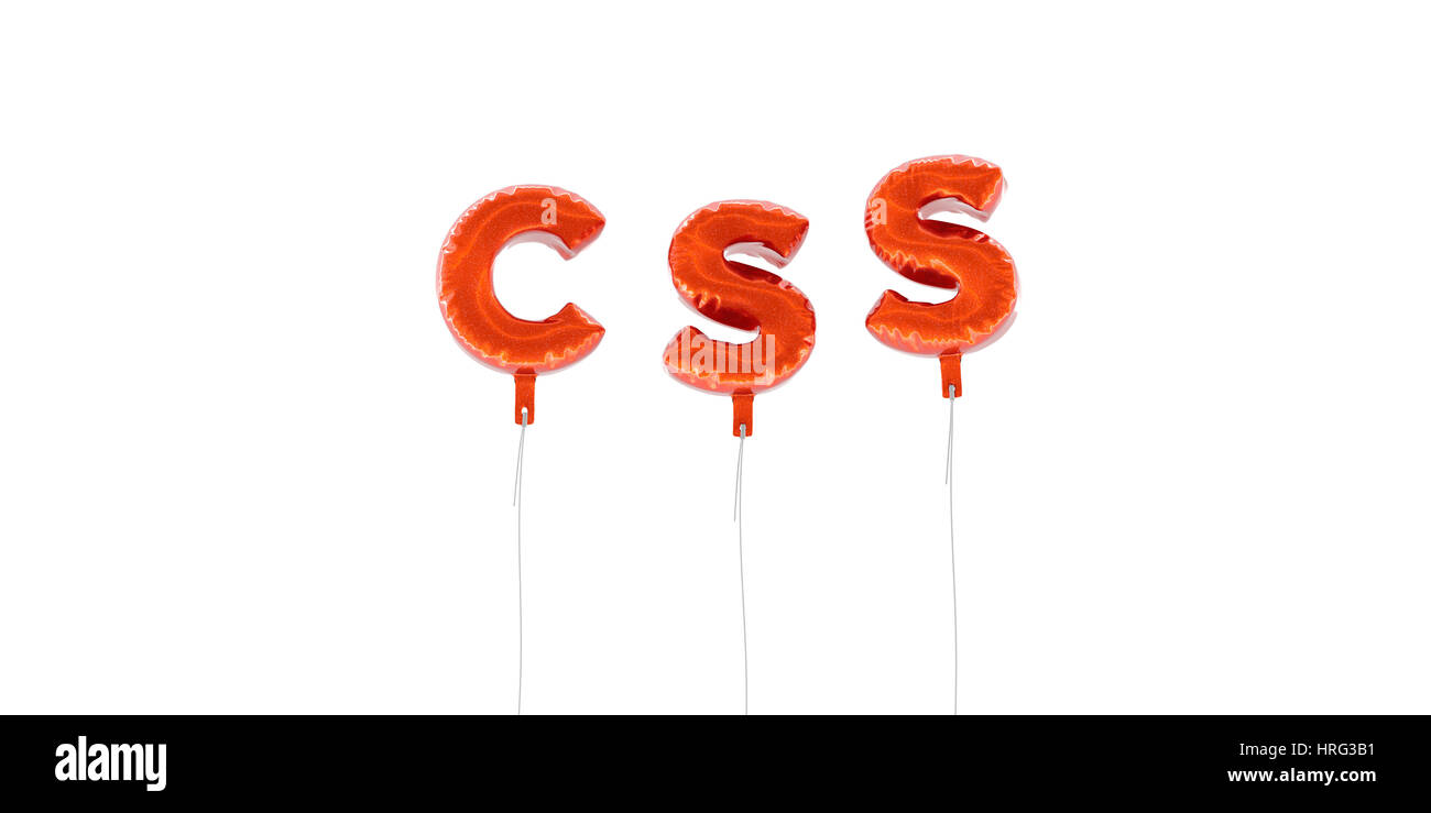 CSS - word made from red foil balloons - 3D rendered. Can be used for ...