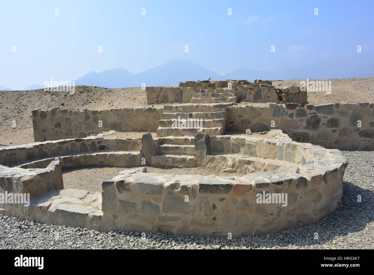 Ruins of the ancient civilization of Caral Supe, in Peru Stock Photo