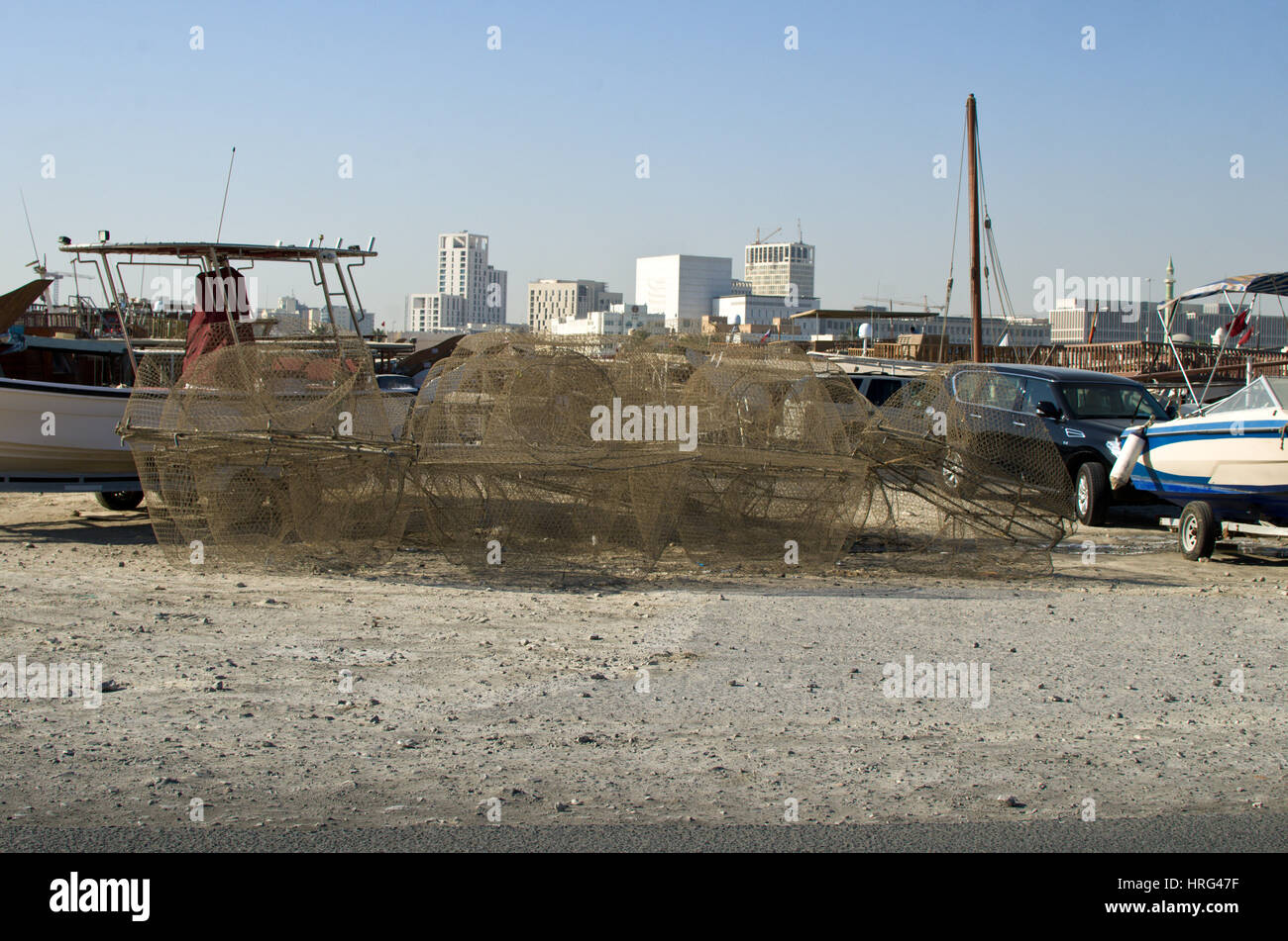 Traditional fishing nets used in Qatar Stock Photo Alamy