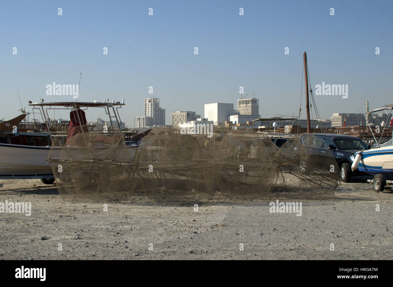 Traditional fishing nets used in Qatar Stock Photo Alamy