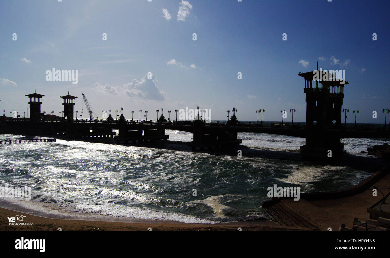 Stanley bridge in Alexandria, Egypt Stock Photo