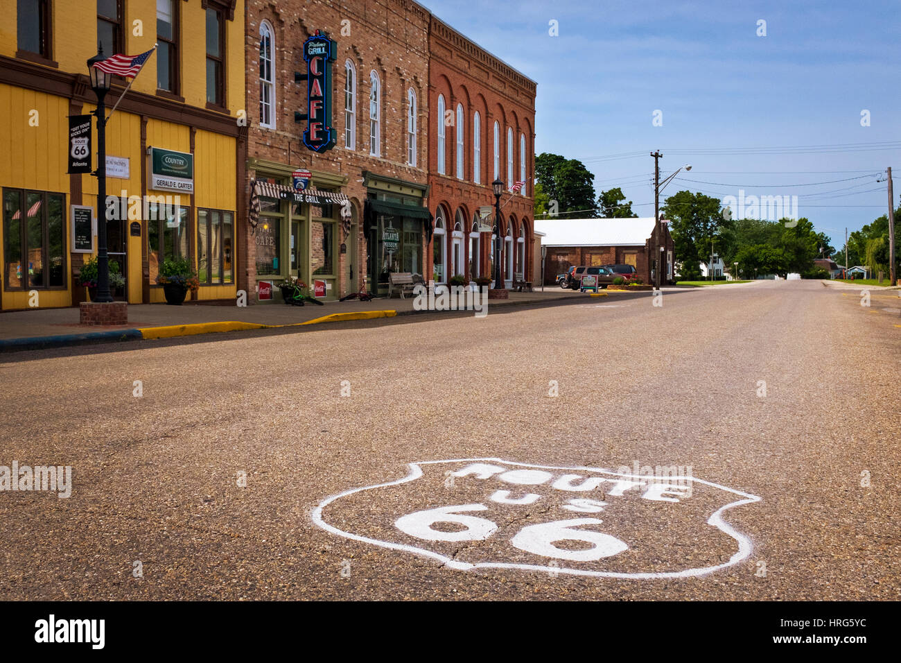 Atlanta, Illinois, USA - July 5, 2014: Stretch of the US Route 66 in ...