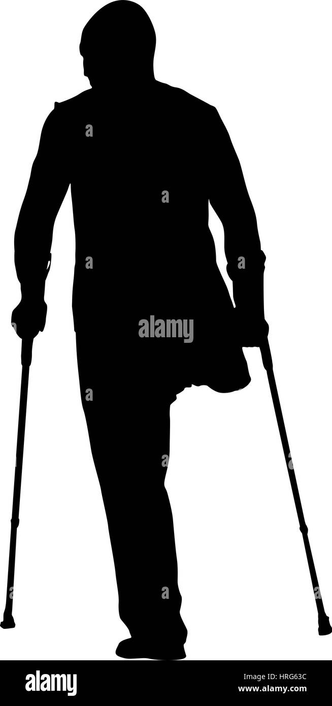 Silhouette of disabled people on a white background. Vector ...