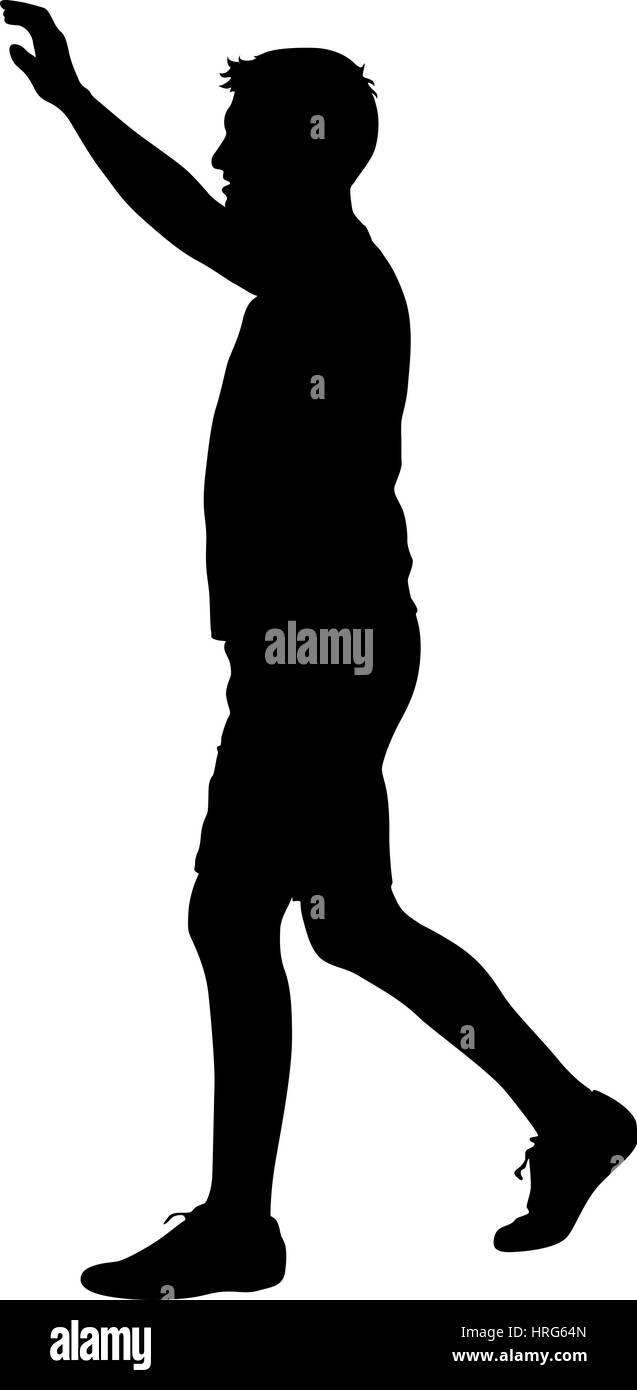 Black silhouettes man with arm raised. Vector illustration Stock Vector ...