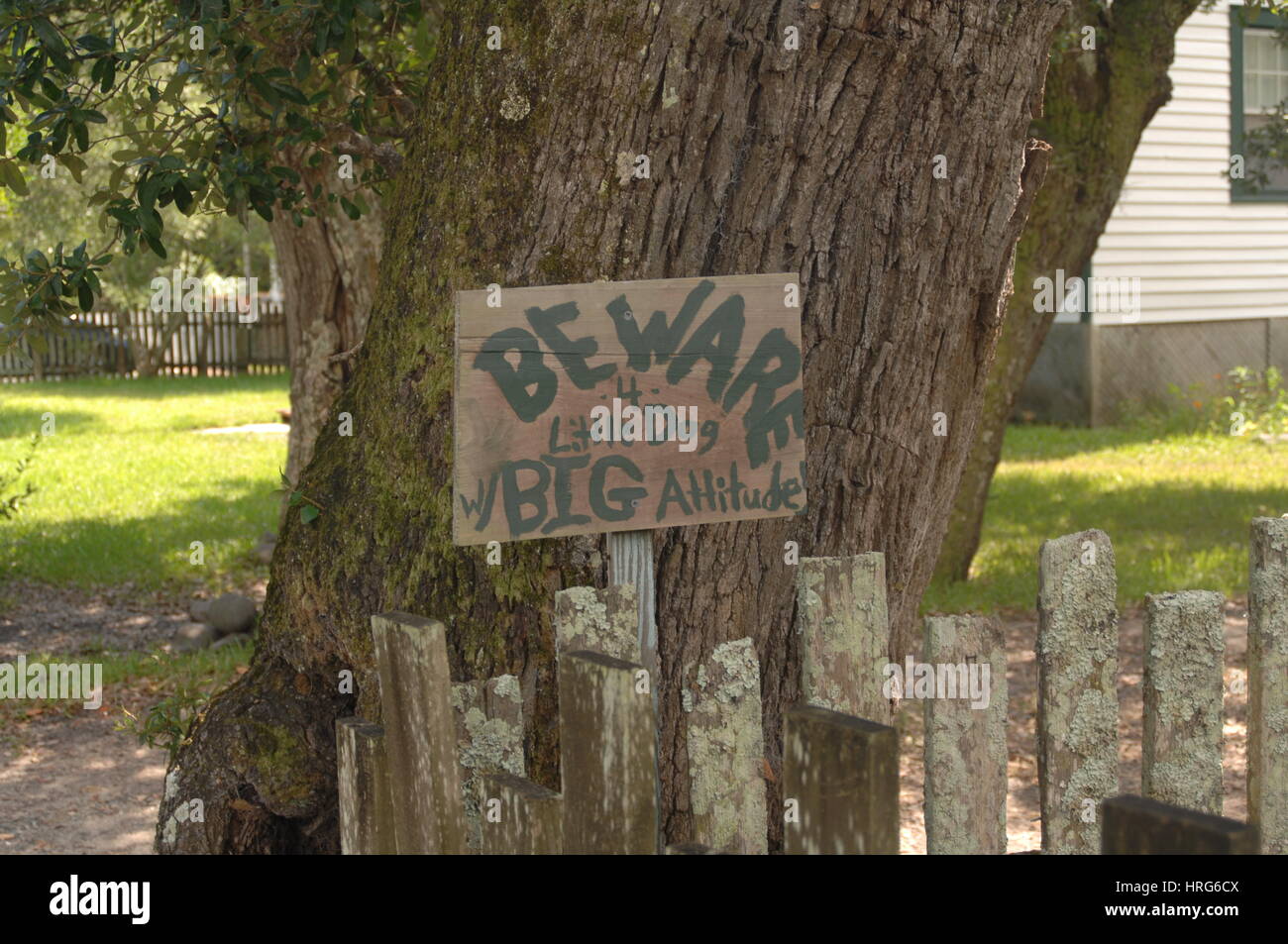 Funny Beware of the dog sign Stock Photo