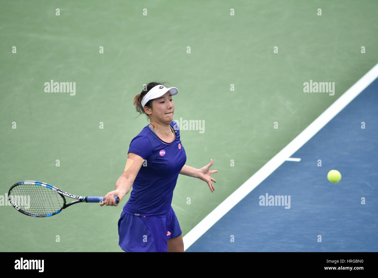 Kuala Lumpur, Malaysia. 1st March, 2017. Kai Lin Zhang of China in action during ALYA WTA Malaysian Open 2017 at TPC Kuala Lumpur, Malaysia on March 1st, 2017 Credit: Ali Mufti/Alamy Live News Stock Photo