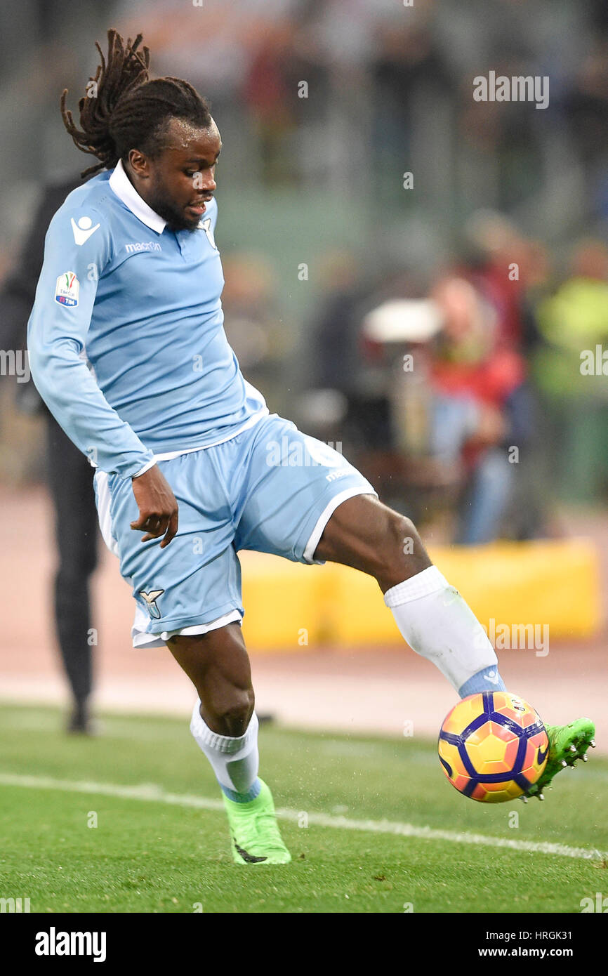 Rome, Italy. 1st Mar, 2017. Jordan Lukaku of Lazio in action during the TIM CUP semifinal first leg match between SS Lazio Vs AS Rome on March 01, 2017 in Stadio Olimpico in Rome, Italy. Credit: marco iorio/Alamy Live News Stock Photo