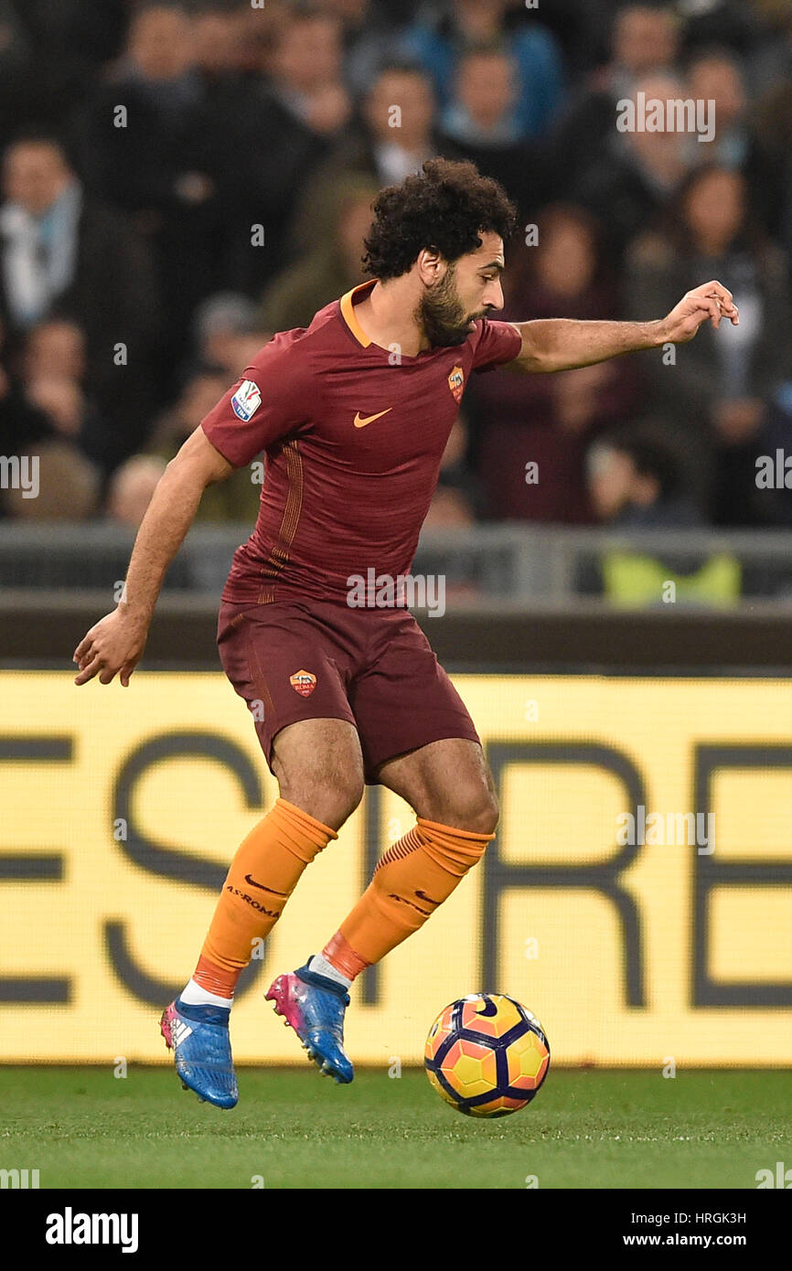 Rome, Italy. 1st Mar, 2017. Kostas Manolas of Rome in action during the TIM CUP semifinal first leg match between SS Lazio Vs AS Rome on March 01, 2017 in Stadio Olimpico in Rome, Italy. Credit: marco iorio/Alamy Live News Stock Photo