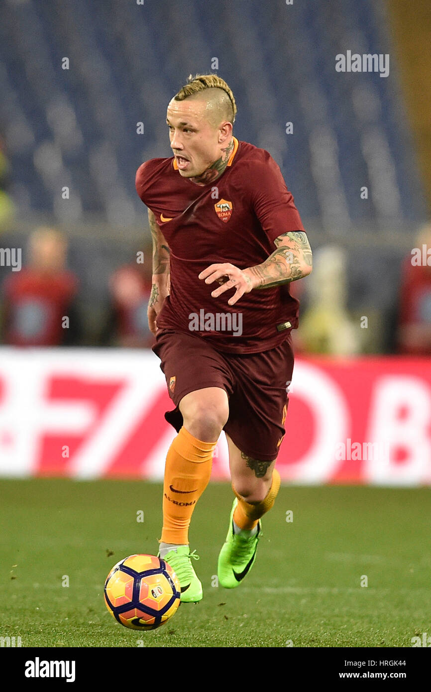 Rome, Italy. 1st Mar, 2017. Radja Nainggolan of Rome in action