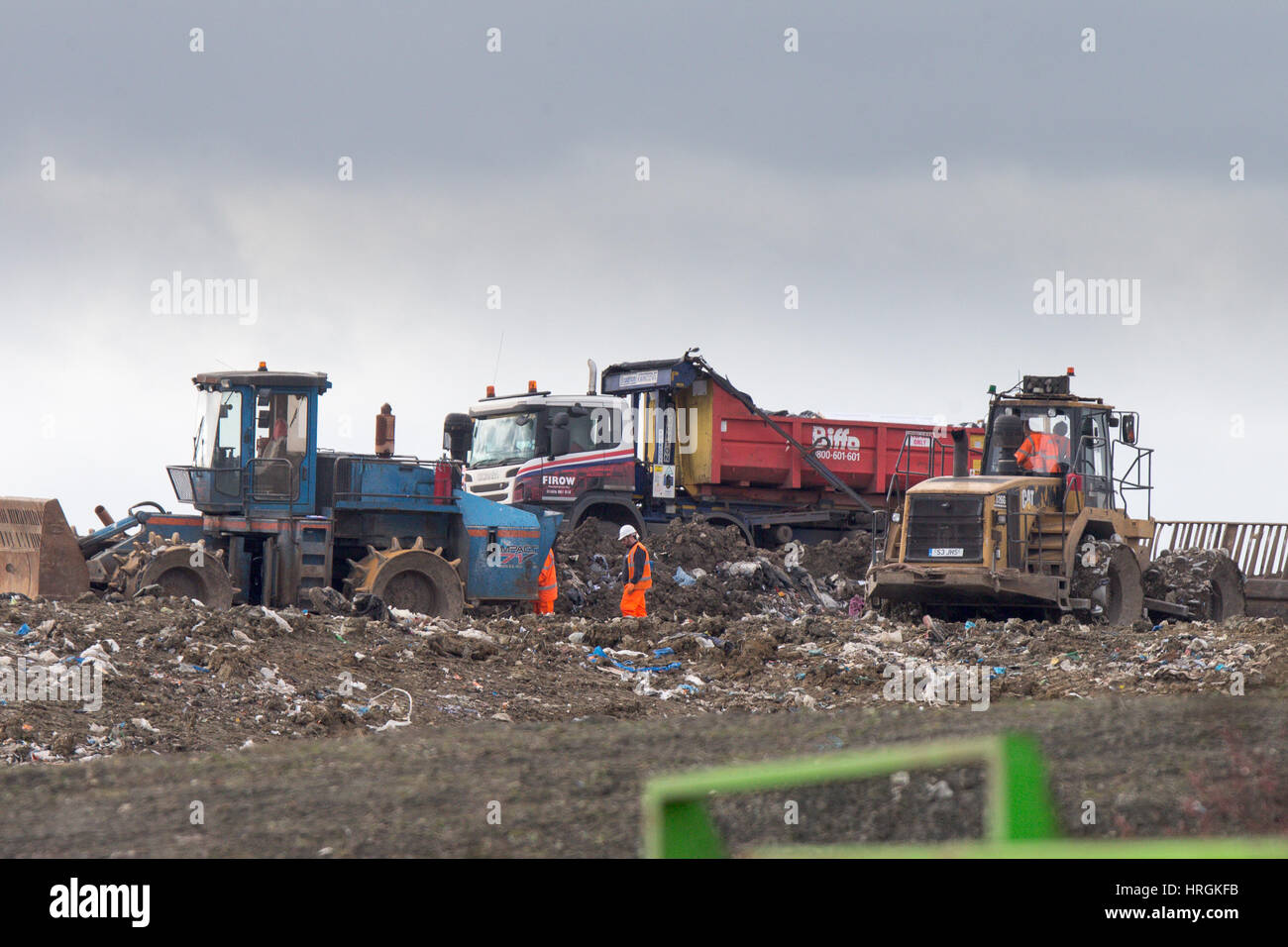Workmen on Wednesday March 1st at Milton landfill site near Cambridge
