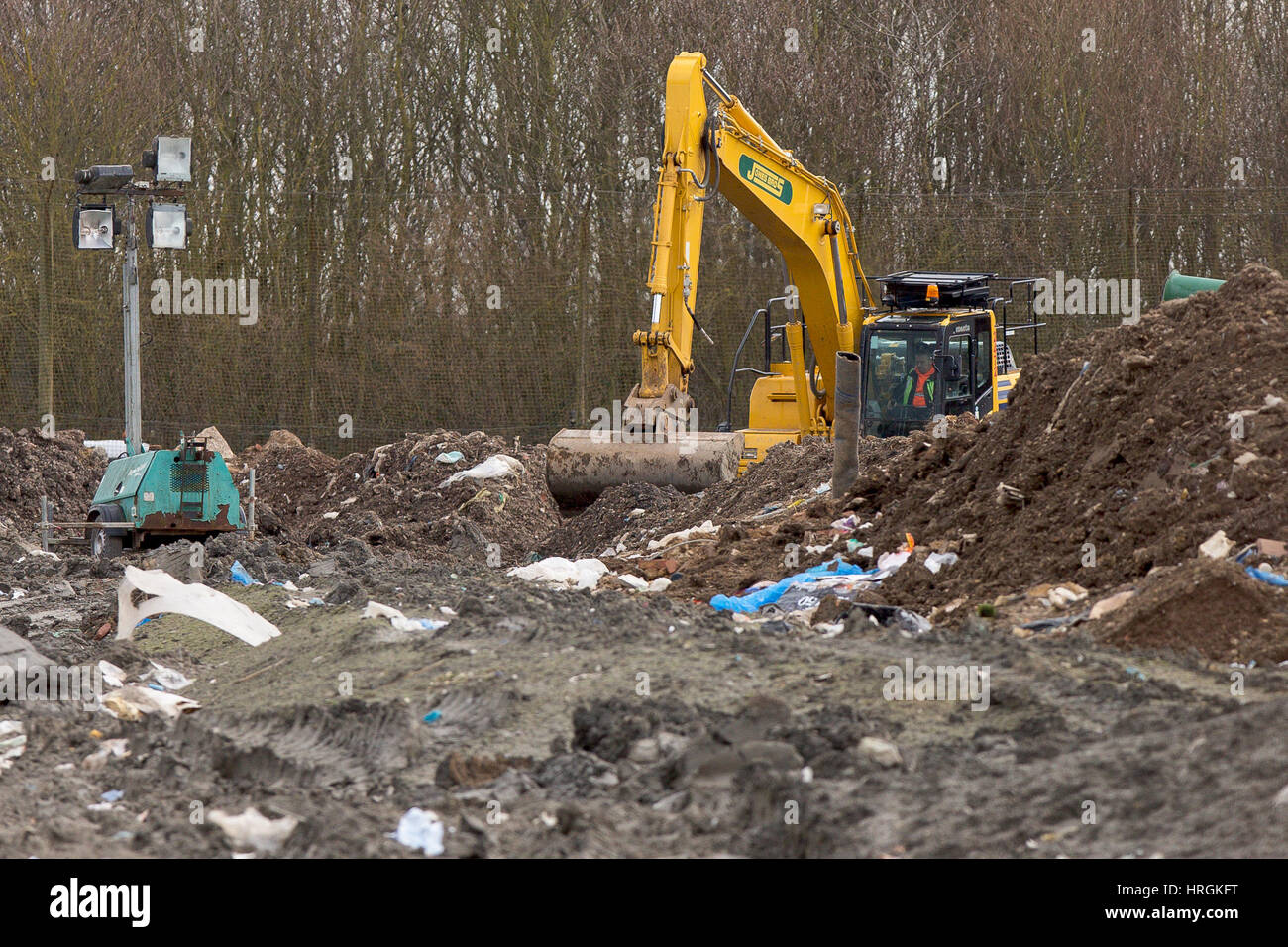 Workmen on Wednesday March 1st at Milton landfill site near Cambridge
