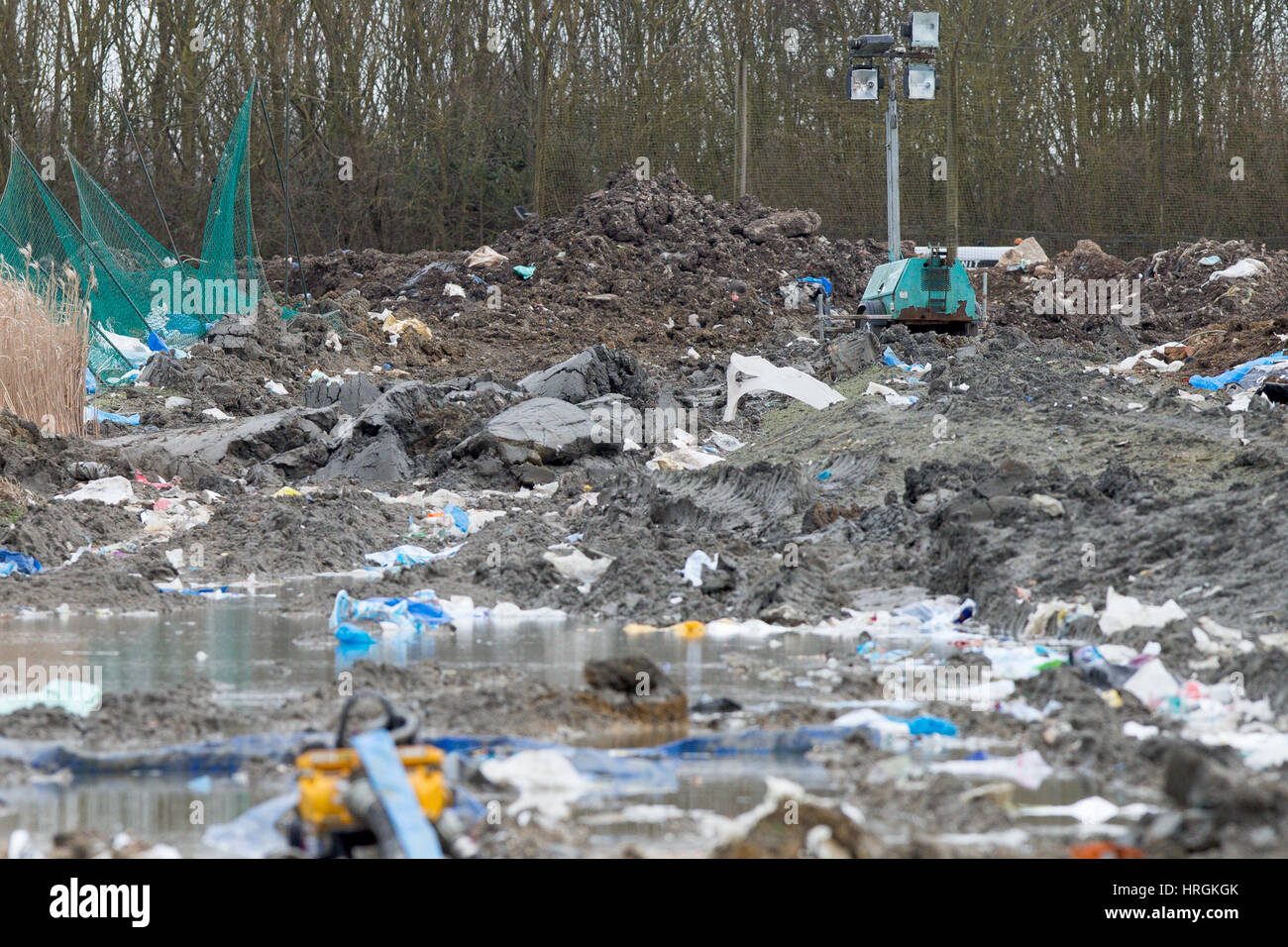 Workmen on Wednesday March 1st at Milton landfill site near Cambridge