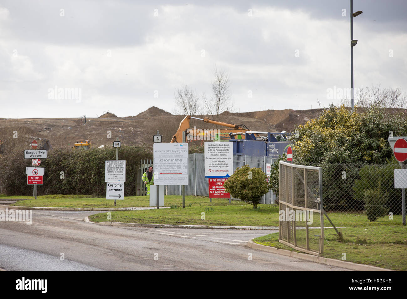 Workmen on Wednesday March 1st at Milton landfill site near Cambridge