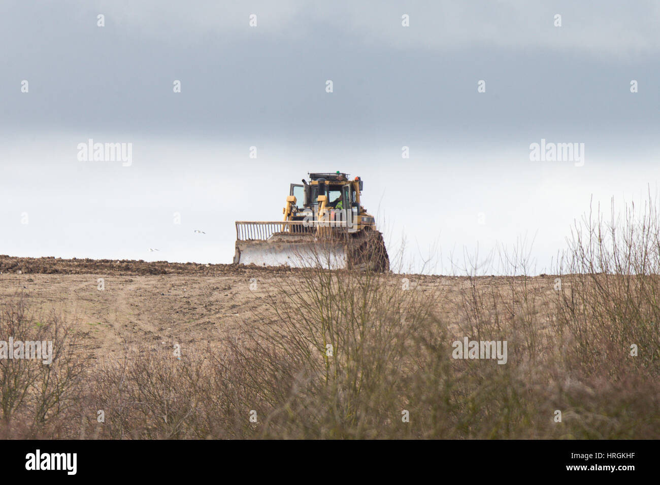 Workmen on Wednesday March 1st at Milton landfill site near Cambridge