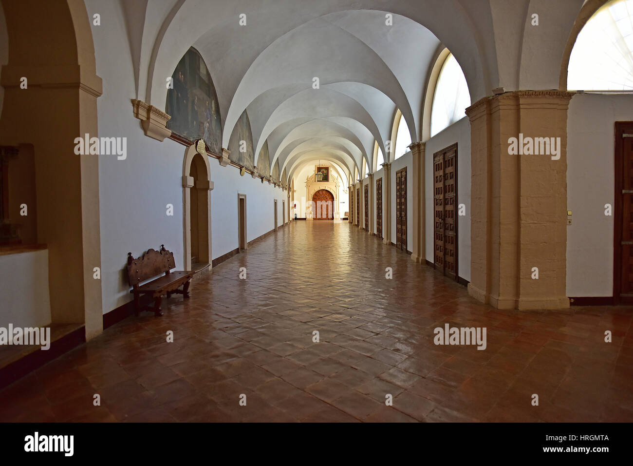 Medieval Monastery Hallway Stock Photo