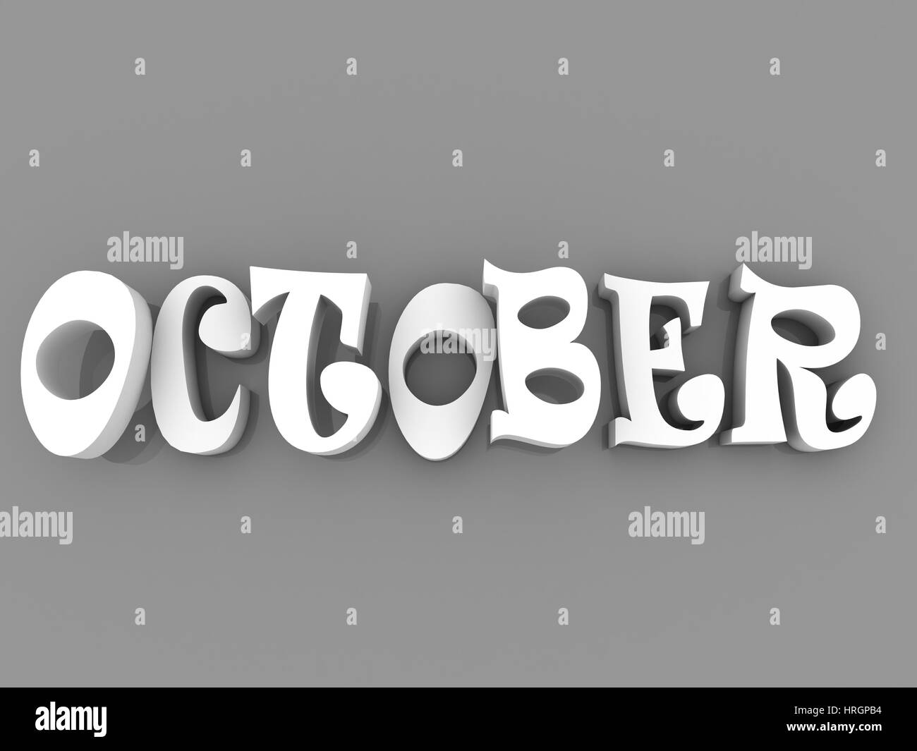 October sign with colour black and white. 3d paper illustration Stock ...
