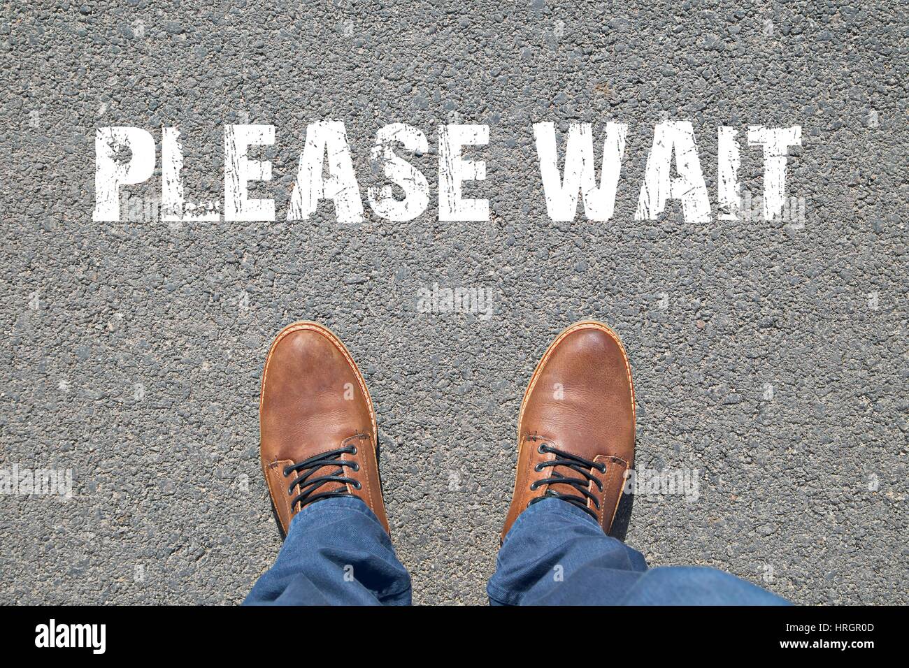 Feet on the street with text Stock Photo