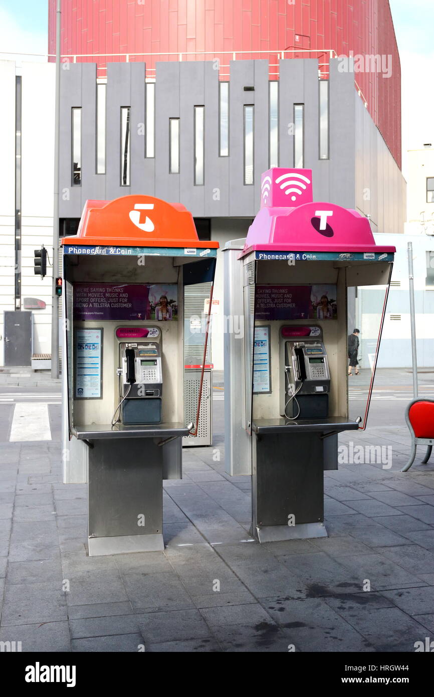 Telstra public pay phone in Melbourne Victoria Australia Stock Photo