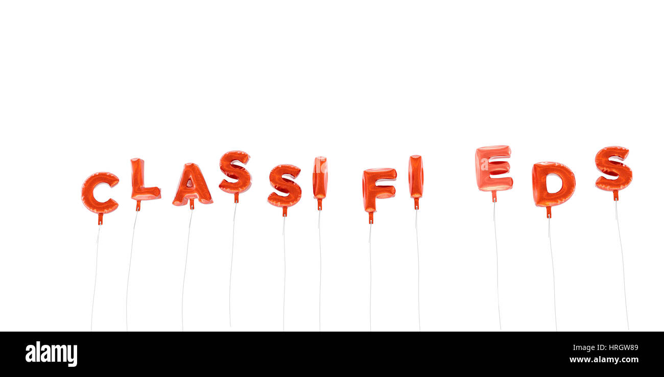 Classifieds Word Made From Red Foil Balloons 3d Rendered Can